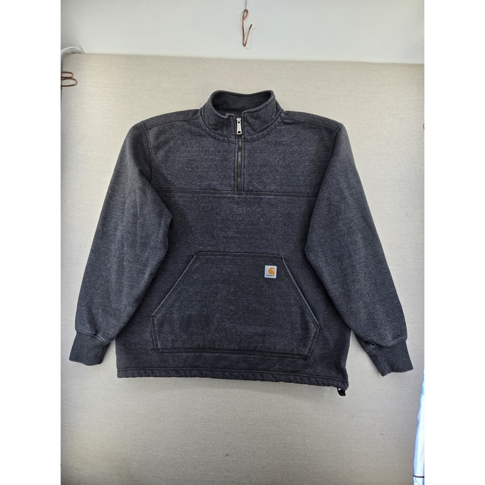 Carhartt Large Original Fit Quarter Zip Mock Neck Rain Defender Sweatshirt Gray